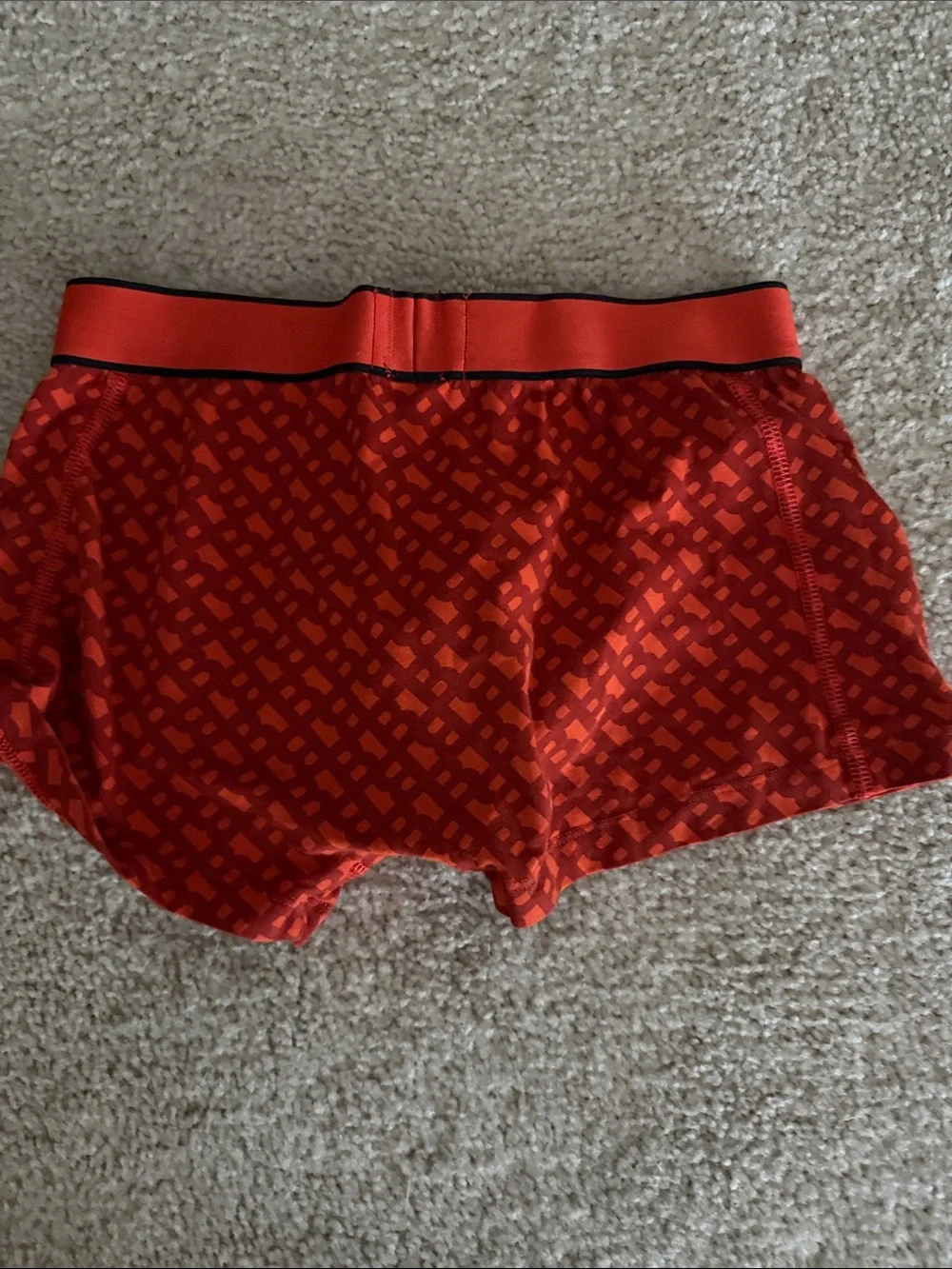 BOSS Red Geometric Boxer Briefs with Black Waistband